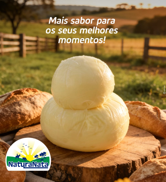 Queijo Mussarela NaturaNata em peça, estilo editorial
