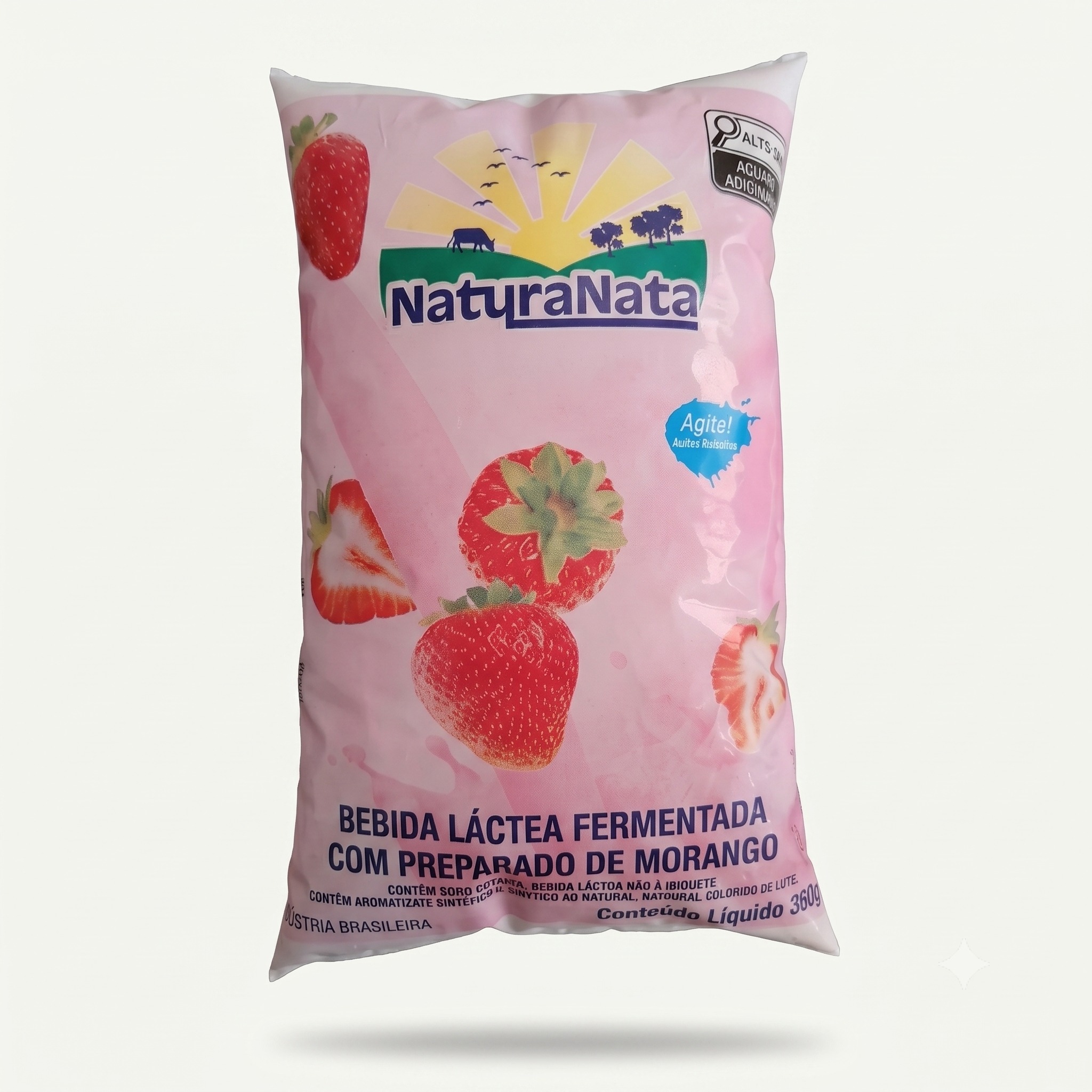 Bebida Láctea Fermentada sabor morango, pacote 360g